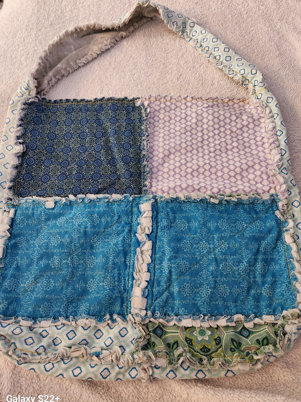 NEW! Handmade Patchwork Rag Quilt Shoulder Bag Sturdy & Durable Tote.